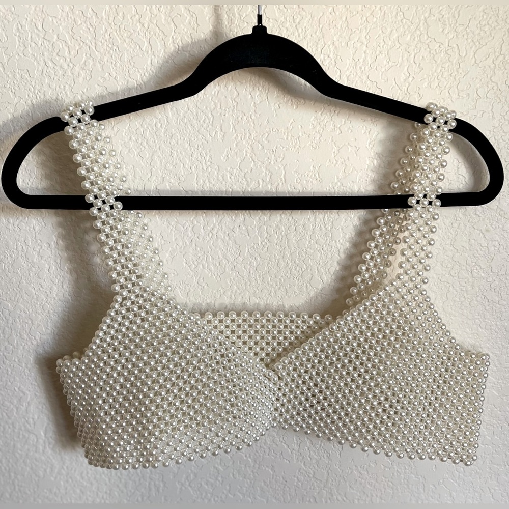Pearl beaded vest top Size S/M New!!